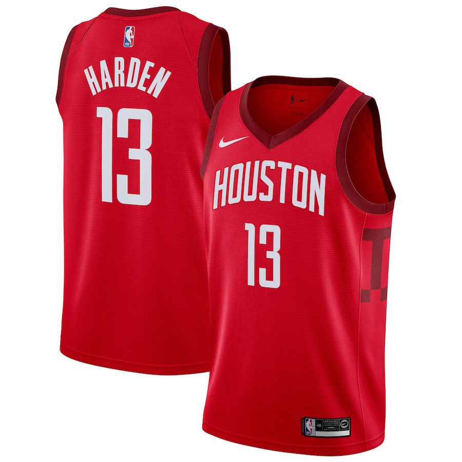 Men Houston Rockets #13 Harden Red Swingman Earned Edition NBA Jersey